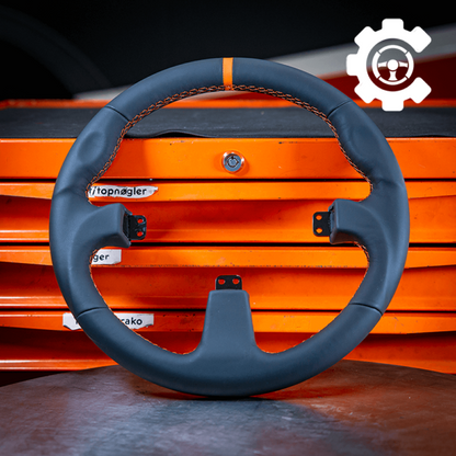 Asetek ümmargune must nahkvelg