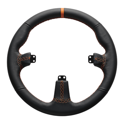 Asetek ümmargune must nahkvelg