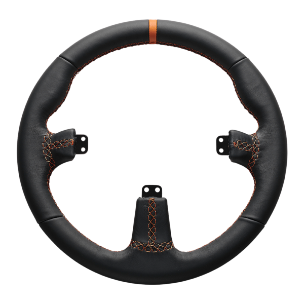 Asetek ümmargune must nahkvelg