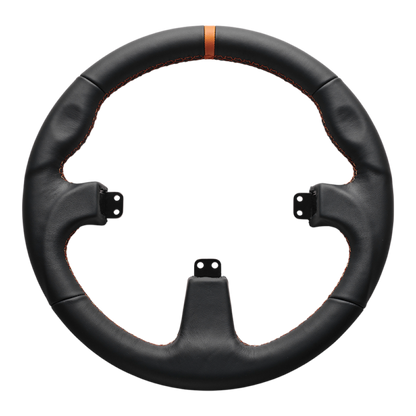 Asetek ümmargune must nahkvelg