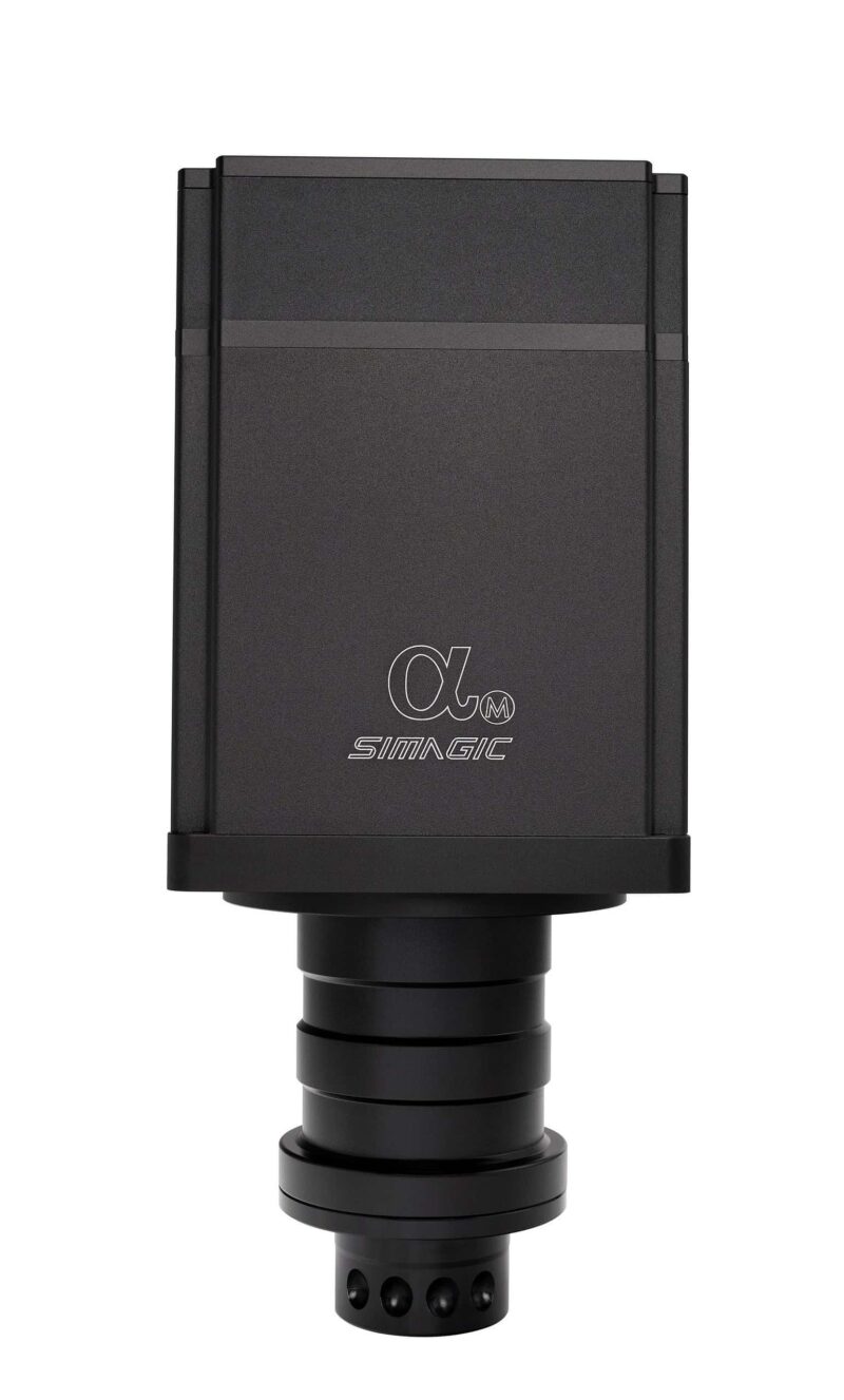 Professionaalse taseme mängurooli alus Simagic Alpha Mini direct drive vaade ülalt.